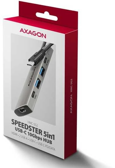 AXAGON | USB-C 10Gbps SPEEDSTER 5in1 šakotuvas (2.0 versija) | HMC-5G2 | HDMI jungtys kiekis: 1