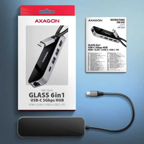 AXAGON HMC-6GLN adapteris su pakuote ir instrukcija