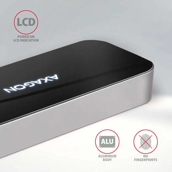 Axagon kelių prievadų USB 3.2 Gen 1 šakotuvas. HDMI, keturi USB-A išėjimai ir maitinimo tiekimas. Kabelis USB-C 20cm.