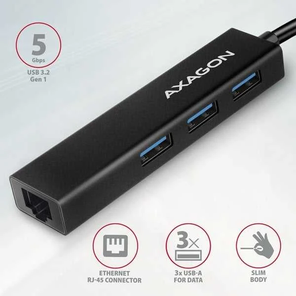 „Axagon HMC-GL3A SuperSpeed USB-C“ šakotuvas + gigabito LAN jungtis