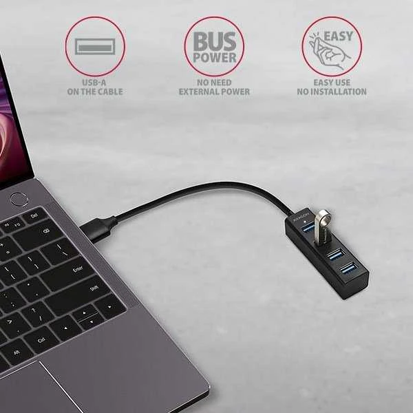 AXAGON Miniatiūrinis metalinis keturių prievadų USB 3.2 Gen 1 šakotuvas | HUE-M1A