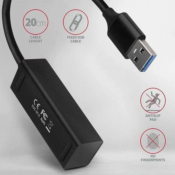 AXAGON Miniatiūrinis metalinis keturių prievadų USB 3.2 Gen 1 šakotuvas | HUE-M1A