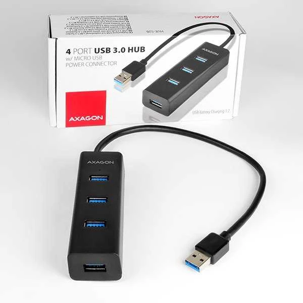 AXAGON HUE-S2B 4x USB3.0 įkrovimo šakotuvas, MicroUSB įkrovimo jungtis