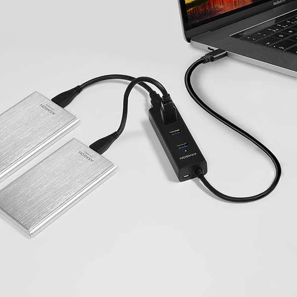 AXAGON HUE-S2C 4x USB3.0 įkrovimo šakotuvas, MicroUSB įkrovimo jungtis, C tipo