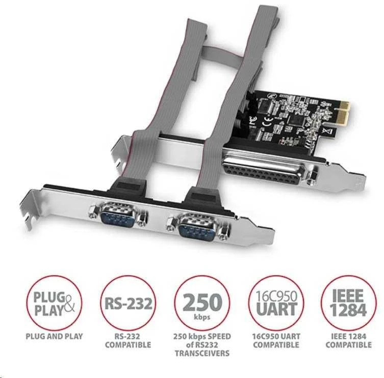 AXAGON PCI-Express kortelė su viena lygiagrečia ir dviem nuosekliosiomis jungtys 250 kbps | PCEA-PSN