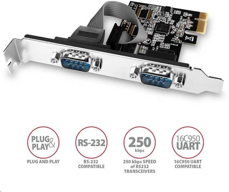 AXAGON PCI-Express kortele su dviem 250 kbps serijos jungtys | PCEA-S2N