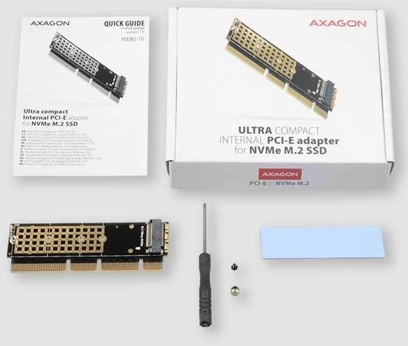 AXAGON PCEM2-1U PCI-E 3.0 16x - M.2 SSD NVMe, iki 80 mm SSD, žemo profilio 1U