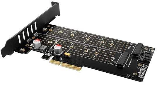 AXAGON PCEM2-D PCI-E 3.0 4x - DUAL M.2 SSD (NVMe + SATA), dual voltage, iki 110mm SSD