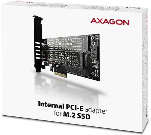 AXAGON PCEM2-D PCI-E 3.0 4x - DUAL M.2 SSD (NVMe + SATA), dual voltage, iki 110mm SSD