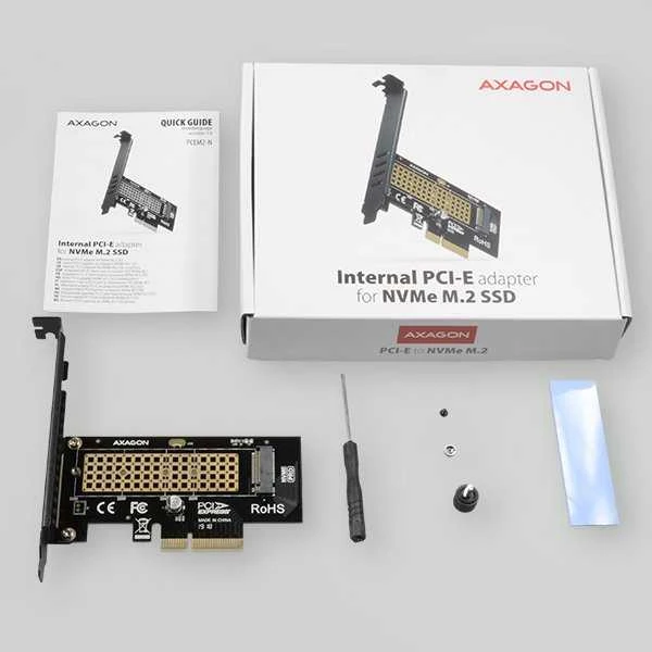 AXAGON PCEM2-N PCI-E 3.0 4x - M.2 SSD NVMe, iki 80 mm SSD