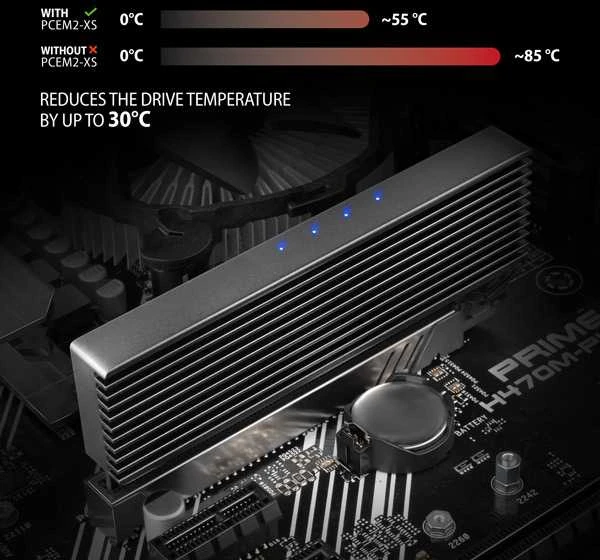 AXAGON PCI-Express x16 adapteris su aušintuvu, skirtas NVMe M.2 SSD diskui prijungti prie kompiuterio | PCEM2-XS