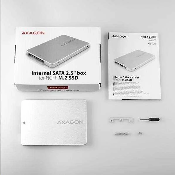AXAGON RSS-M2SD SATA - M.2 SSD SATA, iki 80mm SSD, ALU body