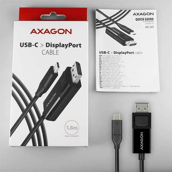 AXAGON Aktyvus kabelis | USB-C prie DisplayPort | 1,8 m