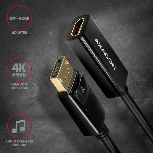 AXAGON | Aktyvus adapteris | DisplayPort prie HDMI | 0,15 m