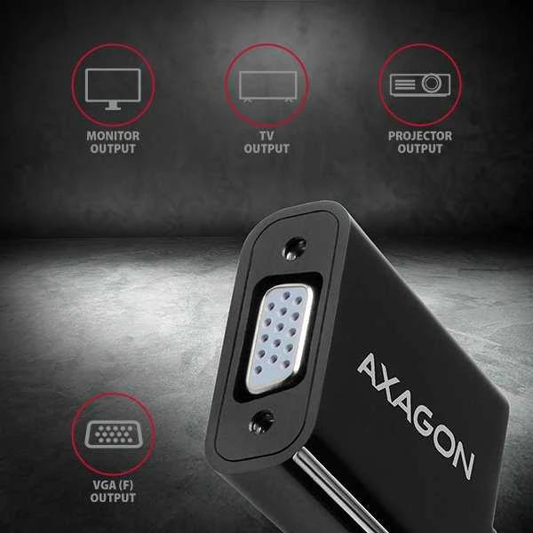 AXAGON RVH-VGN, HDMI -> VGA mažinimas / adapteris, FullHD