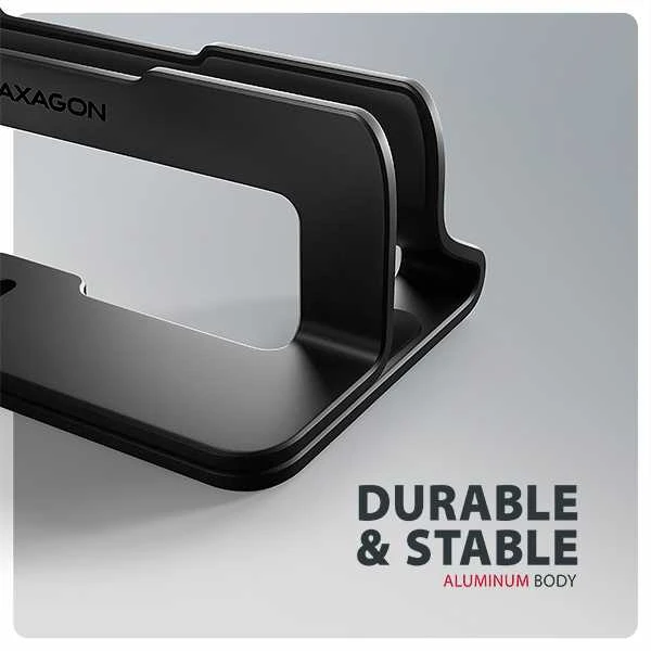 AXAGON STND-VB Vertical Nešiojamas kompiuteris Stand, adjustable width, aliuminio – juodas