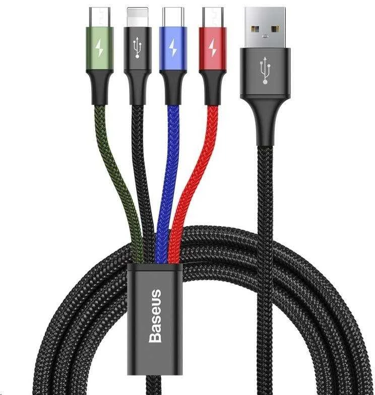 Baseus Fast USB kabelis 4in1 2xUSB-C / Lightning / Micro 3.5A 1.2m - Juodas
