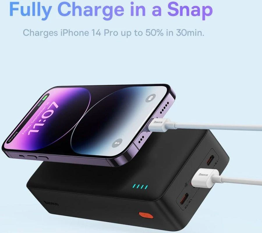 „Baseus Airpow“ greitojo įkrovimo ausinės, 20 W, 30000 mAh, juodas