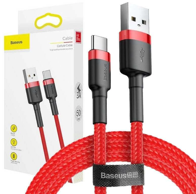 Baseus Cafule kabelis USB-C 3A 1m - Raudonas