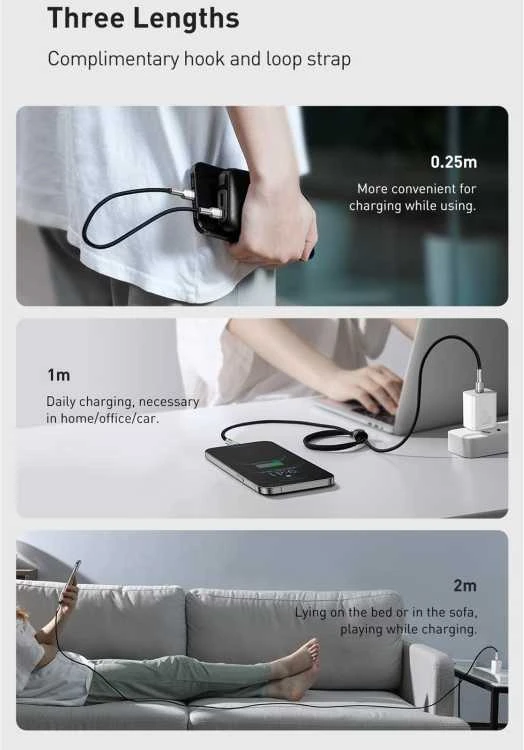 Baseus Cafule USB-C į Lightning kabelis PD 20W 2m - Baltas