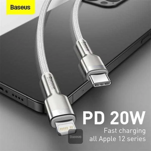 Baseus Cafule USB-C į Lightning kabelis PD 20W 2m - Baltas