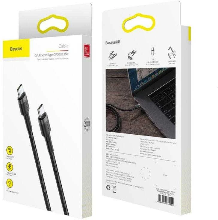 Baseus Cafule kabelis USB-C PD 2.0 QC 3.0 60W 2m - Pilka / Juoda