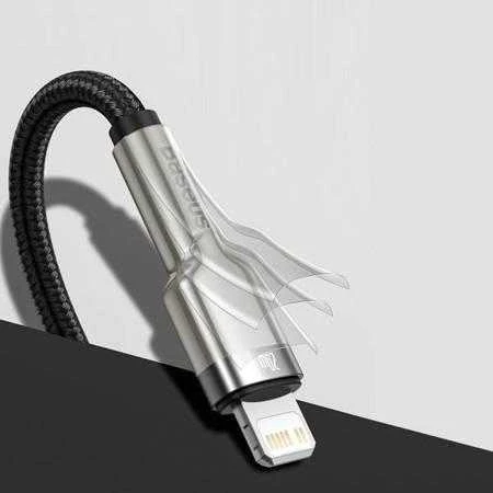 Baseus Cafule Metalinis duomenų kabelis USB Type C/ Lightning - 20W Maitinimas 0.25m, Juodas (Juodas)