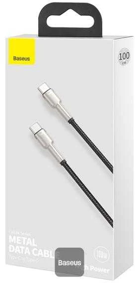 Kabelis USB C - USB C 1m 100W juodas Cafule Metal BASEUS