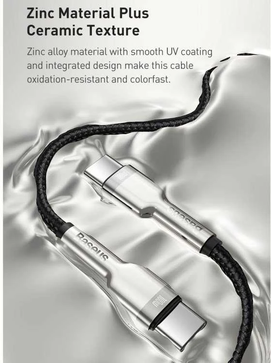 Kabelis USB C - USB C 2m 100W juodas Cafule Metal BASEUS
