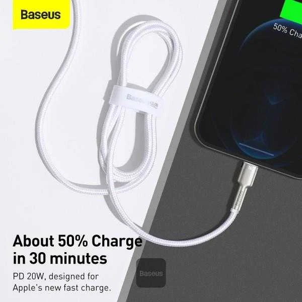 Baseus Cafule USB-C į Lightning kabelis PD 20W 1m - Baltas