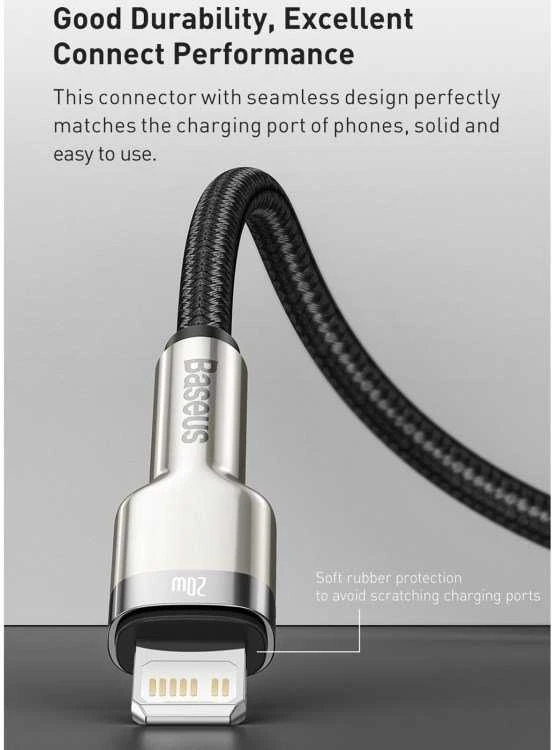 Baseus Cafule USB-C į Lightning kabelis PD 20W 1m - Baltas
