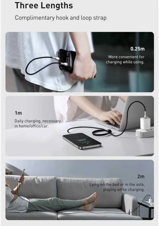Baseus Cafule USB-C į Lightning kabelis PD 20W 1m - Baltas