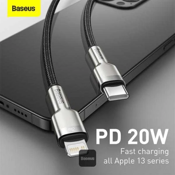 Baseus Cafule USB-C į Lightning kabelis PD 20W 1m - Juodas