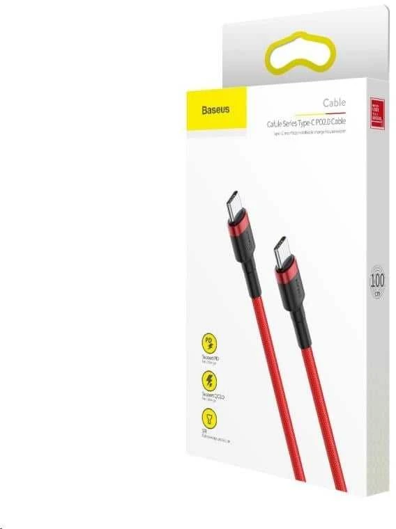 Baseus Cafule kabelis USB-C PD 2.0 QC 3.0 60W 1m - Raudonas