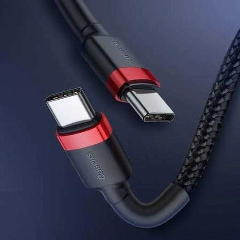 Kabelis Baseus USB2.0 C-USB C kištukas 1 m, su nailoniniu šarvu Cafule, raudonas/juodas