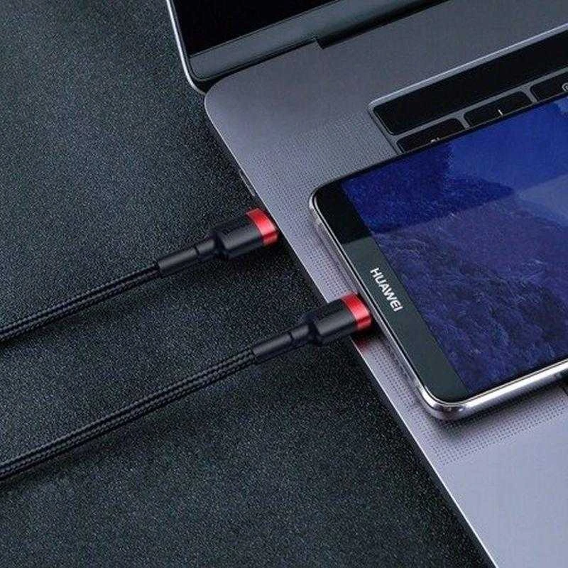 Kabelis Baseus USB2.0 C-USB C kištukas 1 m, su nailoniniu šarvu Cafule, raudonas/juodas
