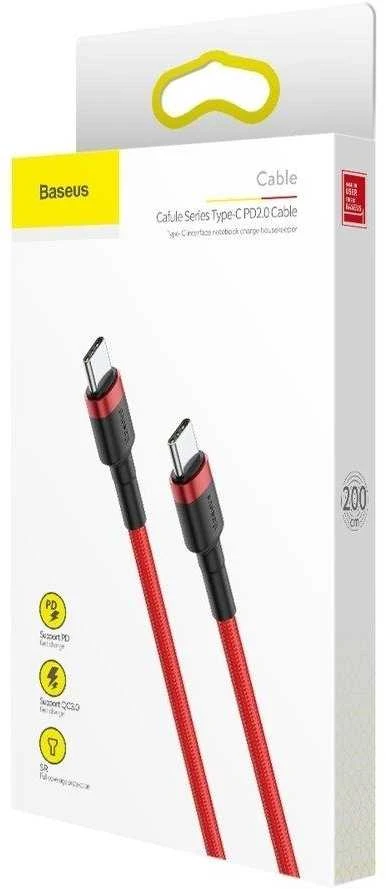 Dėklas Baseus Cafule kabelis USB-C PD 2.0 QC 3.0 60W 2m - Raudonas