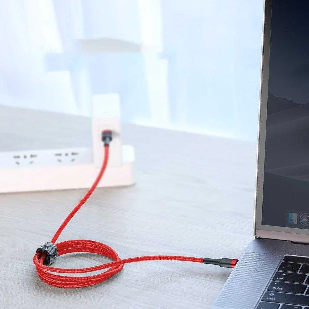Dėklas Baseus Cafule kabelis USB-C PD 2.0 QC 3.0 60W 2m - Raudonas