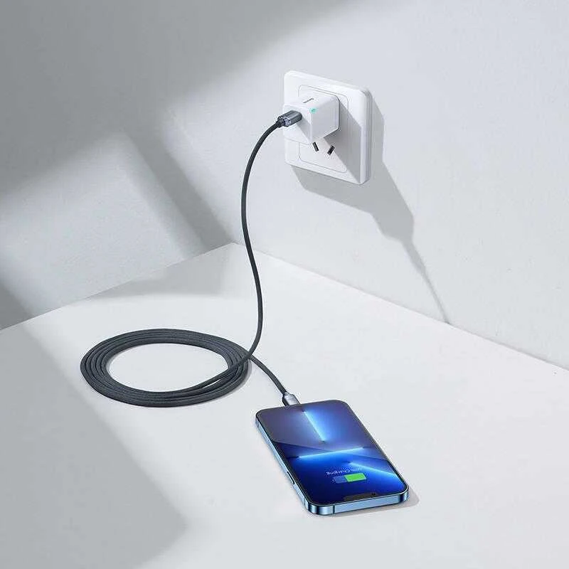 Baseus Crystal Shine USB-C į Lightning jungties laidas, 20W, PD, 2m juodos spalvos