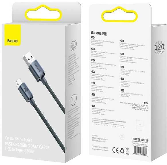 Baseus Crystal USB-C - USB-C laidas 100W 1.2m - Juodas
