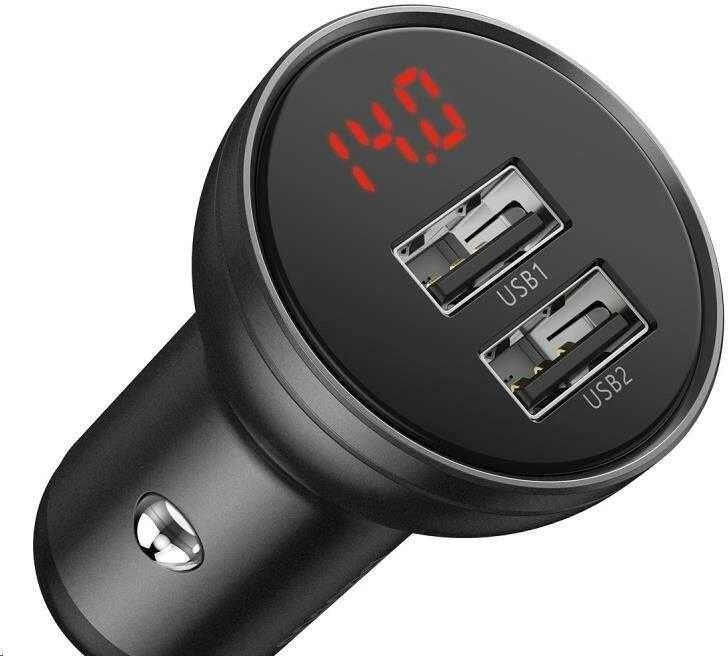 Baseus automobilinis įkroviklis 24W su 3-in-1 USB kabeliu 1.2m