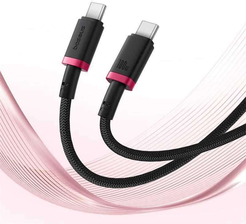Baseus Dura Type C to Type C 100 W fast charging cable 1 m Juodas, Raudona