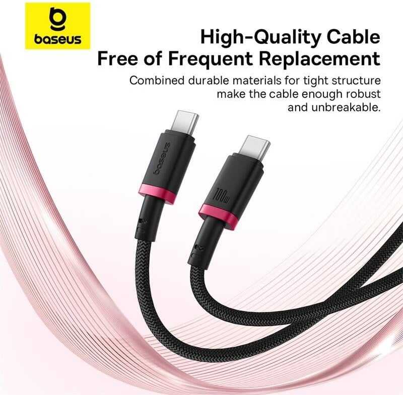 Baseus Dura Type C to Type C 100 W fast charging cable 1 m Juodas, Raudona