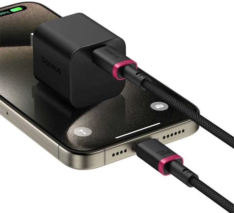 Baseus Dura Type C to Type C 100 W fast charging cable 2 m Juodas, Raudona