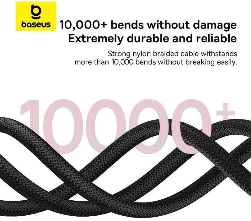 Baseus Dura Type C to Type C 100 W fast charging cable 2 m Juodas, Raudona