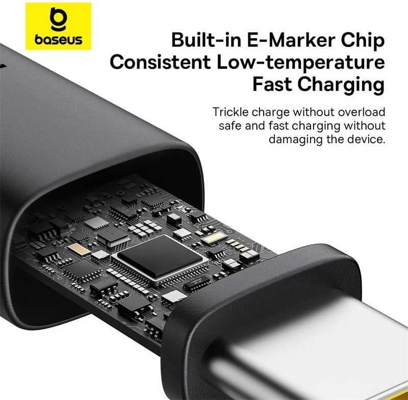 Baseus Dura Type C to Type C 100 W fast charging cable 2 m Juodas, Raudona
