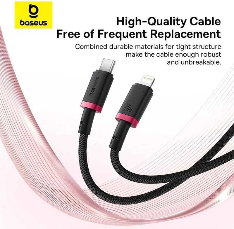 Baseus Dura Type C fast charging cable for iP 20 W 1 m Juodas, Raudona