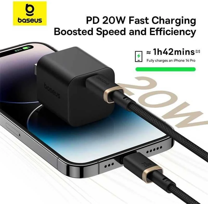 Baseus Dura USB-C - iP - USB-C to Lightning (7-pin) cable, 20 W, 2 m (juodas, auksinis)