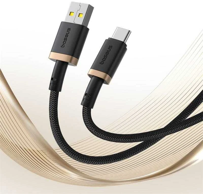 Baseus Dura USB Type A iki Type C 60 W greito įkrovimo laidas 2 m Juodas, Gold