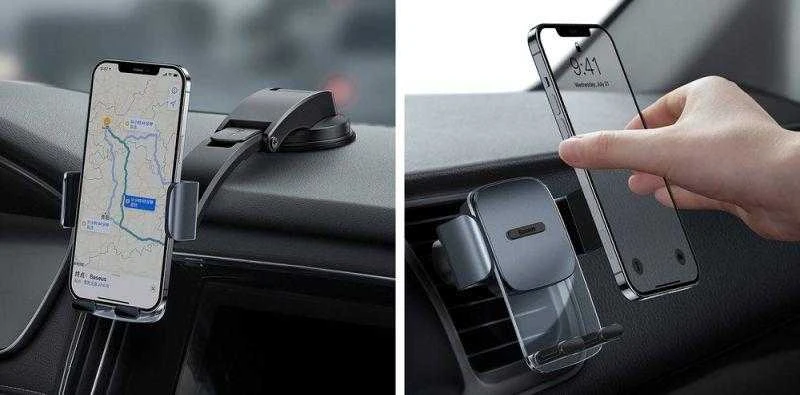Baseus Easy Control Clamp automobilinis telefono laikiklis grotelėms arba prietaisų skydeliui – Juodas